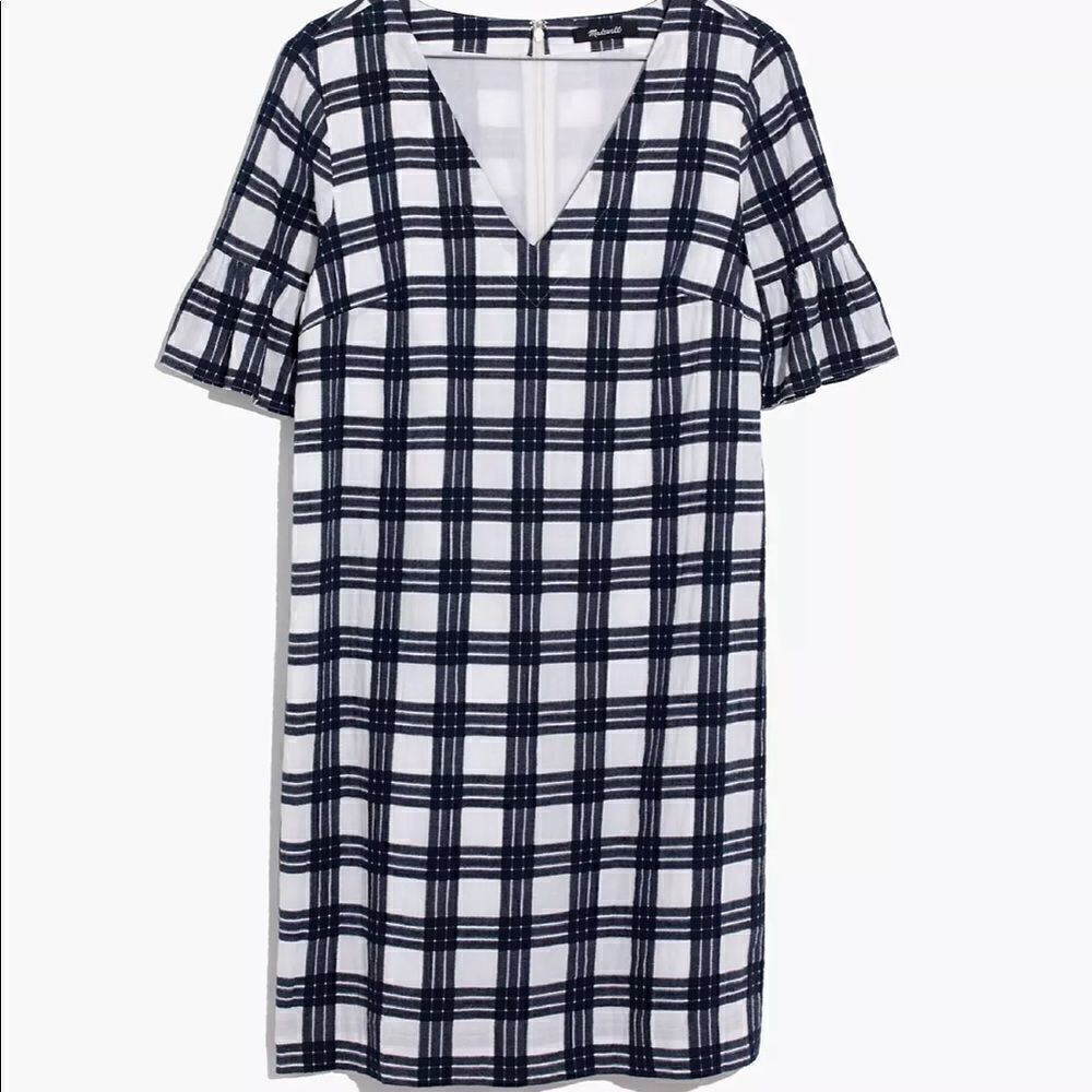 MADEWELL navy plaid shift dress sz 00